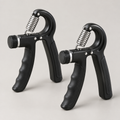 Two adjustable hand grip strengtheners with black handles